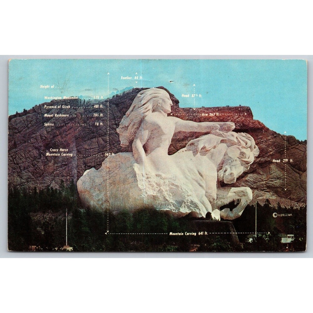 Postcard South Dakota Black Hills Marble Model Crazy Horse Posted 1963 Wyoming